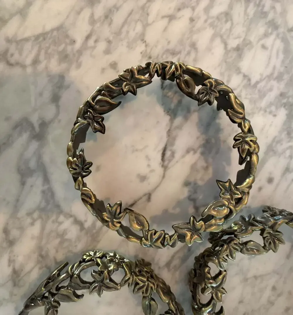Ornate Brass Leaf Design Candle topper, Set of 3